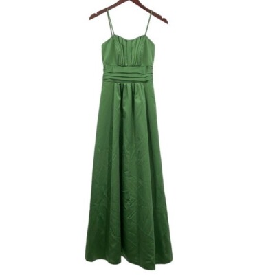 David's Bridal Bridesmaid Dress Womens Size 2 Green A-Line Pleated Gown |  eBay