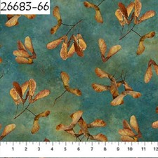 Autumn Splendor Cotton Quilt fabric Northcott 2683-66 Seeds on Dark Teal