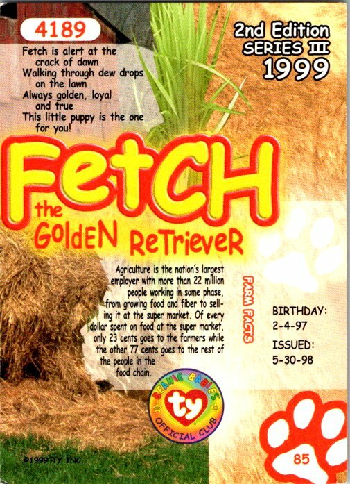 1999 Ty Beanie Babies 2nd Edition Series III - Pick Choose Your Cards - Picture 25 of 51