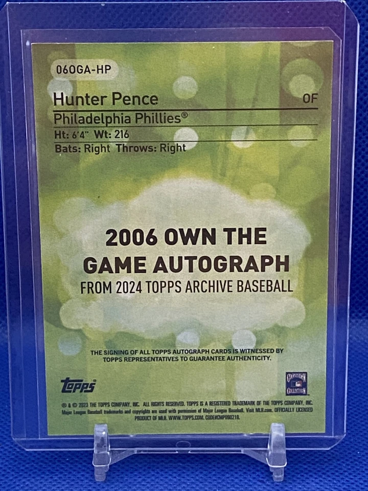 2024 Topps Archives Own the Game Auto Hunter Pence Philadelphia Phillies - Image 2 of 2