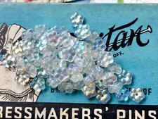 Vintage Glass Beads Czech 7mm Spacers AB Crystal Flowers Daisy Lochrosen 1410-A