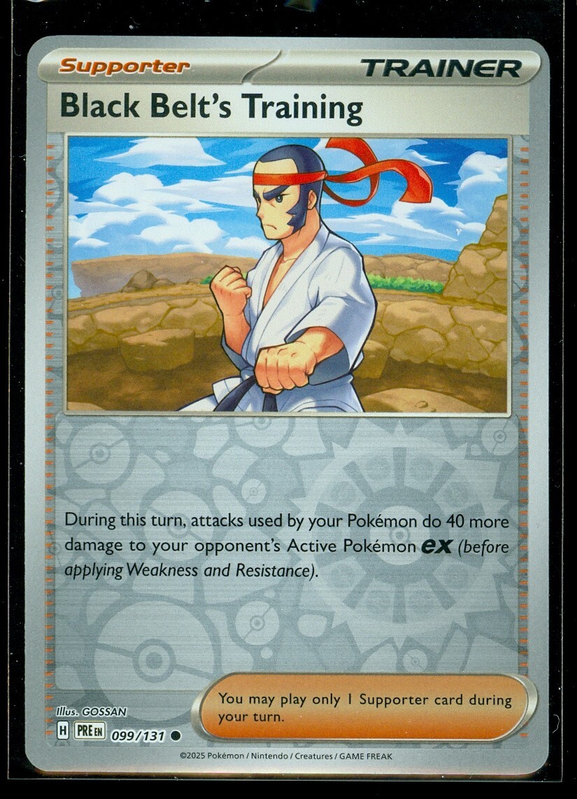 Pokemon BLACK BELT'S TRAINING 099/131 Prismatic Evolutions Rev Holo - MINT