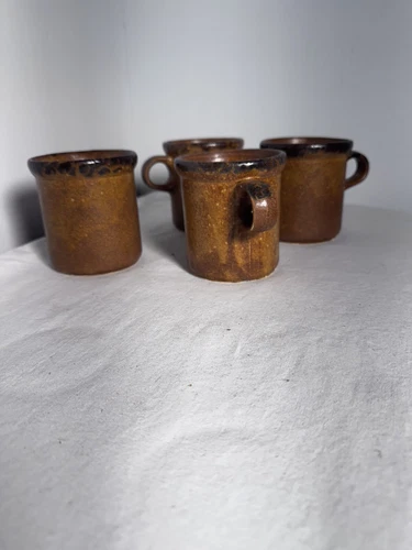 Set of 4 MCCOY Pottery Canyon Mesa Brown 1412 Coffee Mug Cups Vintage  AZ33