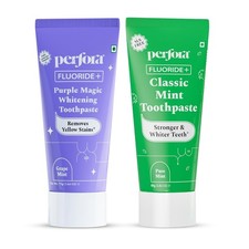 Perfora Teeth Whitening Toothpaste Combo Mint Purple SLS Free Enamel Safe Strong