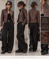 Vtg  American Eagle Jacket Womens S Leather Moto Biker Indie Sleaze Retro