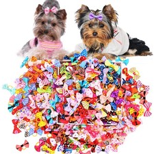 100 Pack Small Dog Hair Bows Bowknot Grooming Bands for Puppies  Yorkies