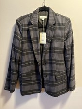 Free Assembly Women's Blazer Gray Black  Gray Plaid Size Medium New With Tag