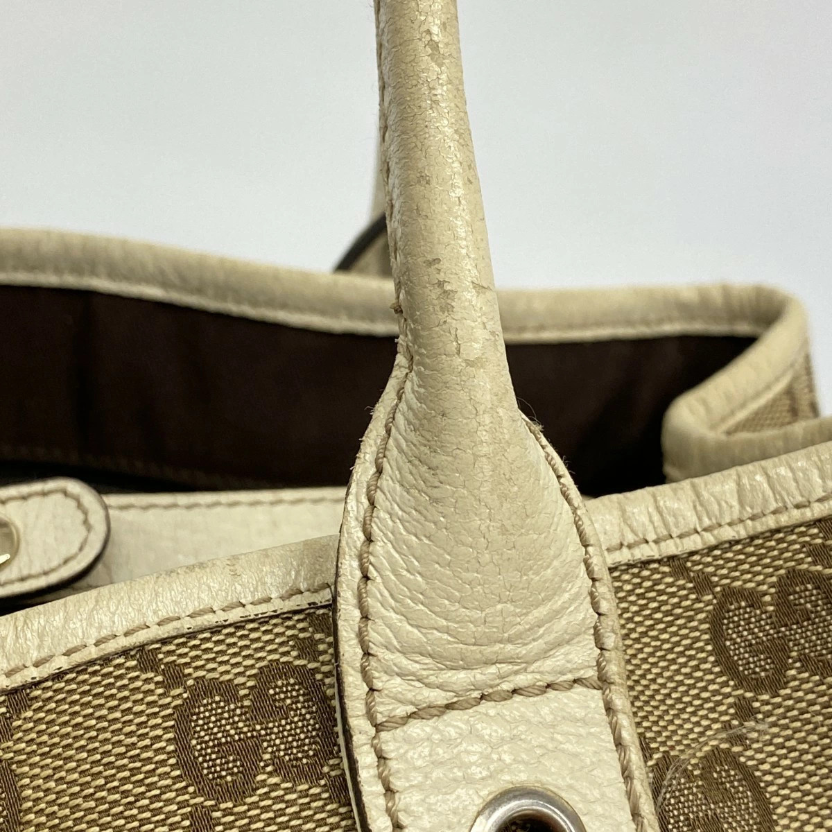 Gucci GG Canvas Sherry Line Tote Bag Beige Champagne Gold thumbnail 10