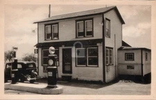 Line Lexington PA Blue Sunoco Gas Station Bethlehem 1930s RPPC Postcard COPY