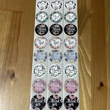 24pcs Flowers Thank You Stickers 1 Inch Small Business Decorate Sealing