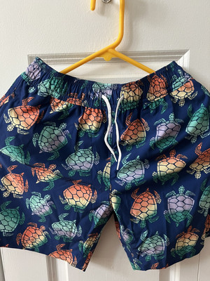 NWT J. Crew Crewcuts Boys Swim Shorts Navy Blue And Colorful Frogs Size 12