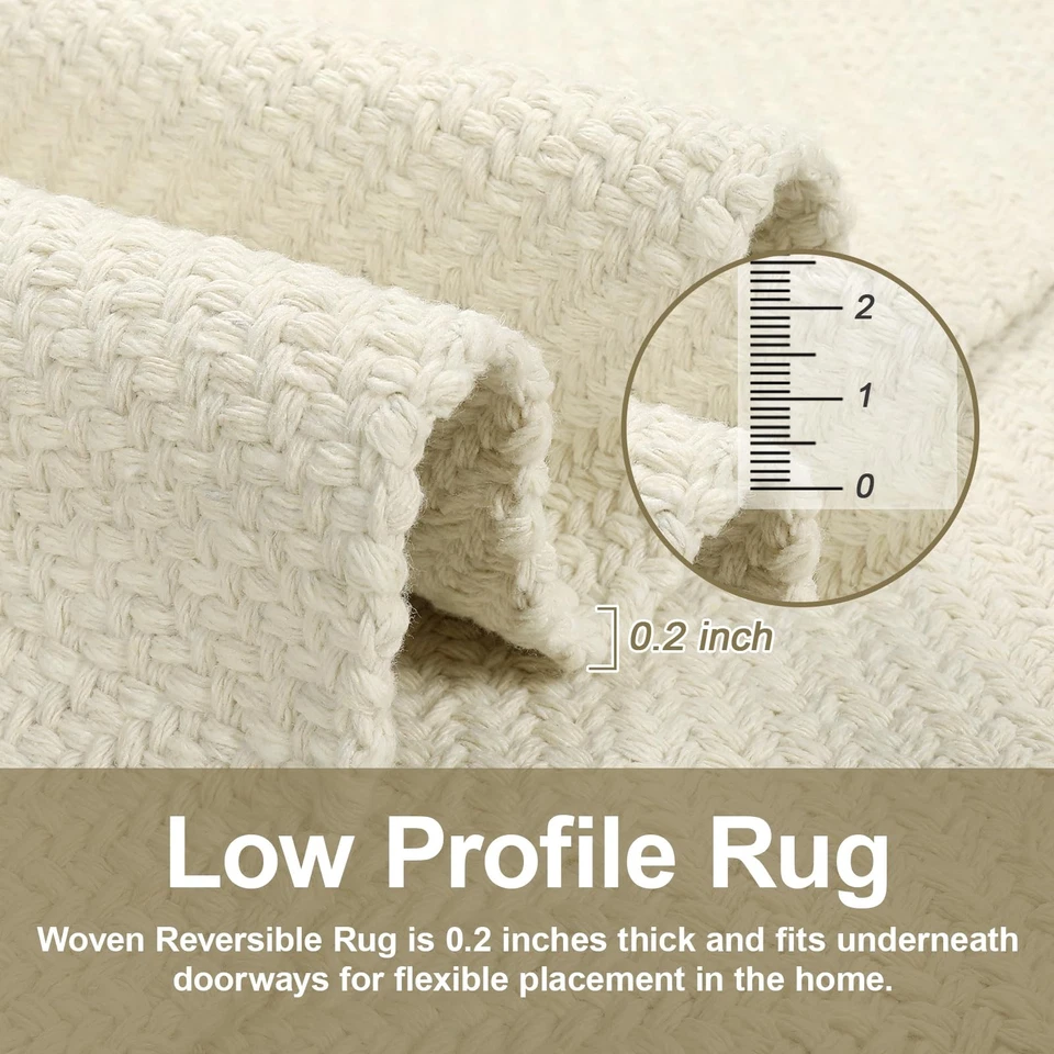 Alfombra de cocina lavable 5' x 8', alfombras de baño blancas, alfombra de salón reversible... Foto 3 de 4
