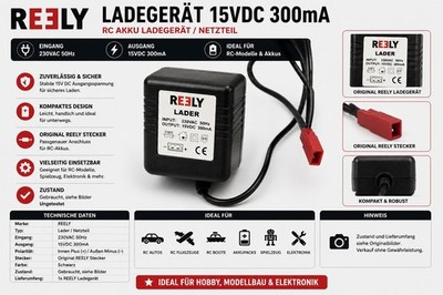 Original REELY Ladegerät für RC-Akkus und Hobby-Elektronik.  Eingang: 230V...