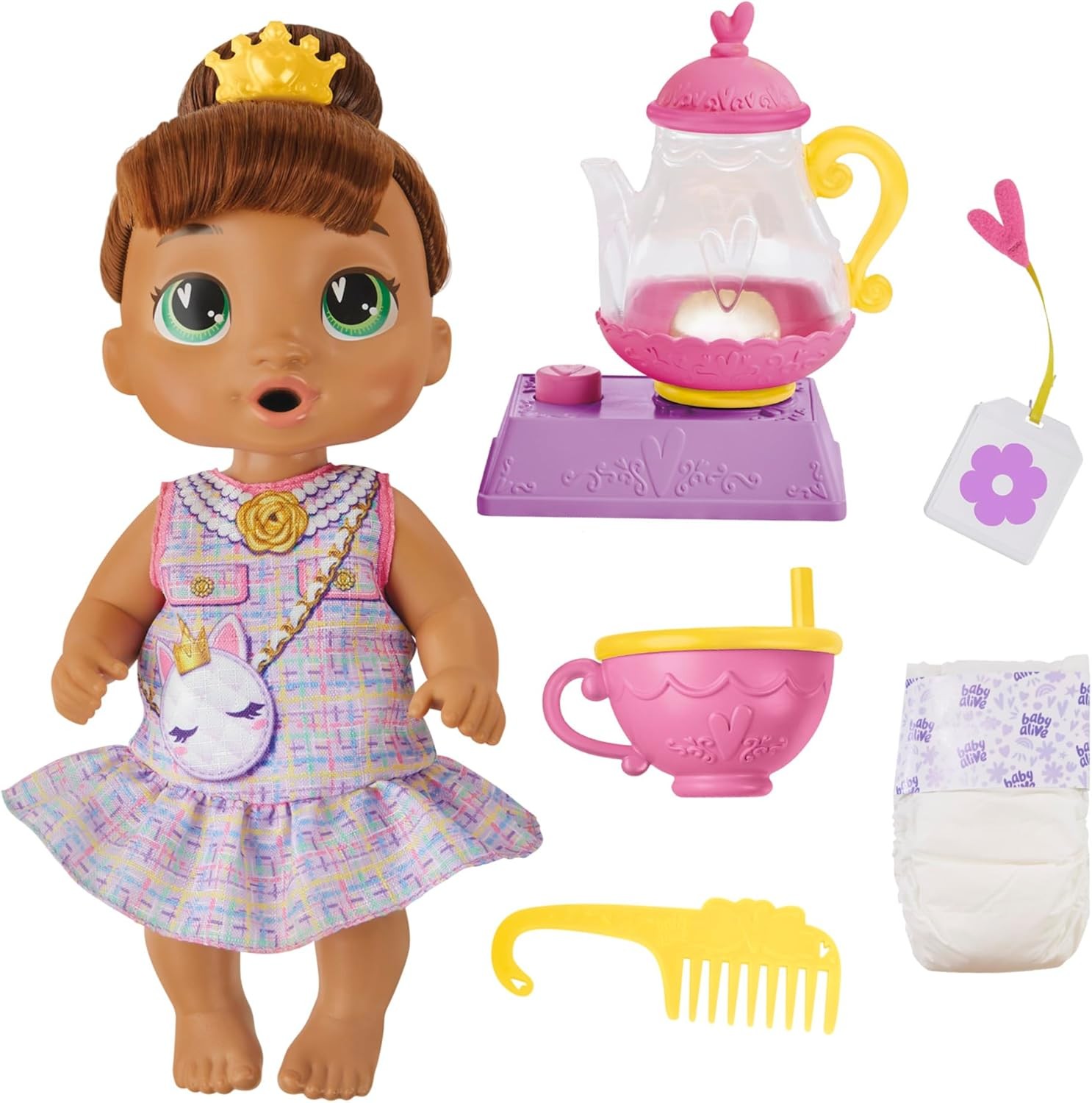 Baby Alive Bubbly Tea Party Sophia Sparkle Doll with Teapot Accessories,... 