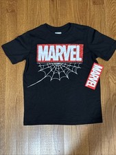 Marvel Spider-Man Front/Back Graphic Black T-Shirt Kids Size Small 6/7 NWT