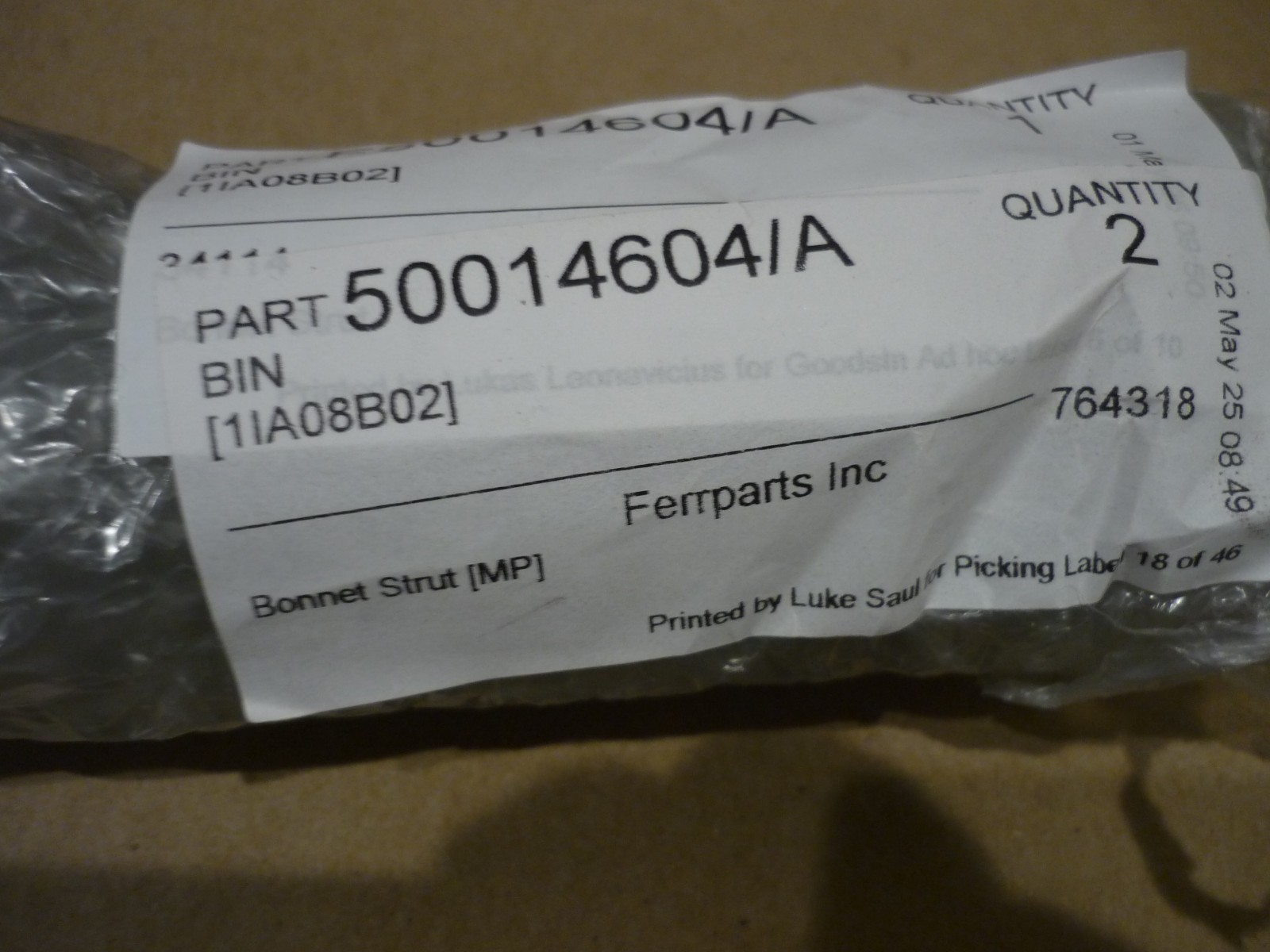Ferrari 365,512 - Bonnet Strut Fits Front & Rear Hoods (NEW) - P/N 50014604/A