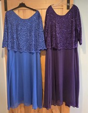 Lot of 2 Roamans Womens Formal Dress Gown Sz 28W Blue Purple Lace Sequins Lined