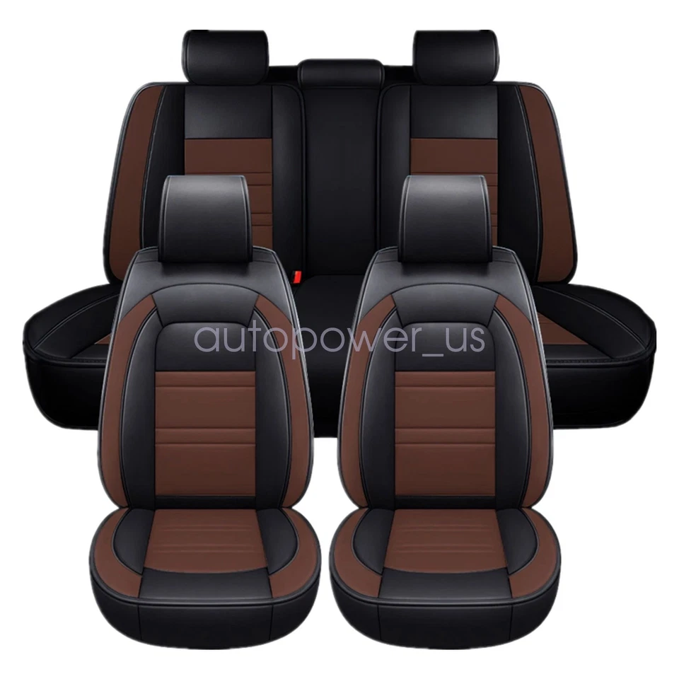 Car Seat Covers FOR 2011-2019 Ford Fiesta PU Leather 5 Seats Brown Foto 2 de 4