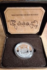 Mexico 100 pesos 1991 Encounter of Two Worlds silver  Commemorative Orignal Box 