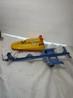 Vintage TONKA TOYS #76 HYDROPLANE SPEEDBOAT with TANDEM AXLE BOAT TRAILER.