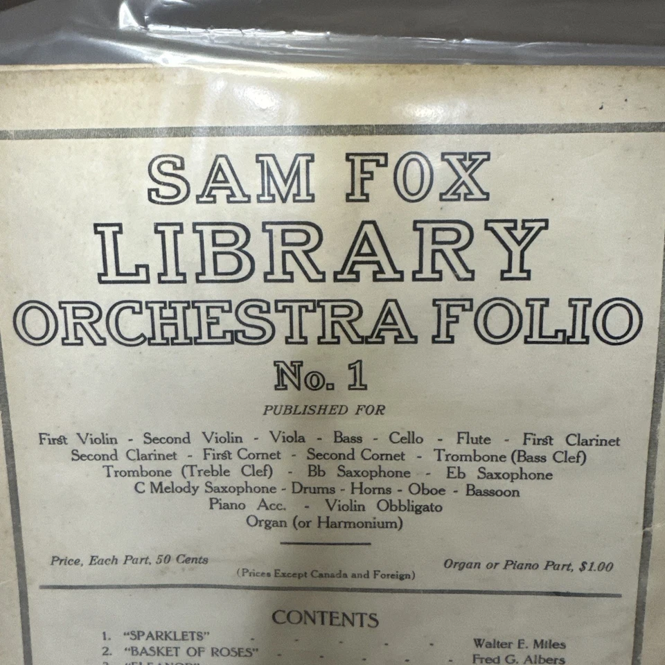 Sam Fox Library Orchestra Folio No.1 Antique Sheet Music Book 1915 - Image 2 of 3