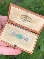 18CT gold & platinum diamond & Jade exceptional art deco period brooch boxed