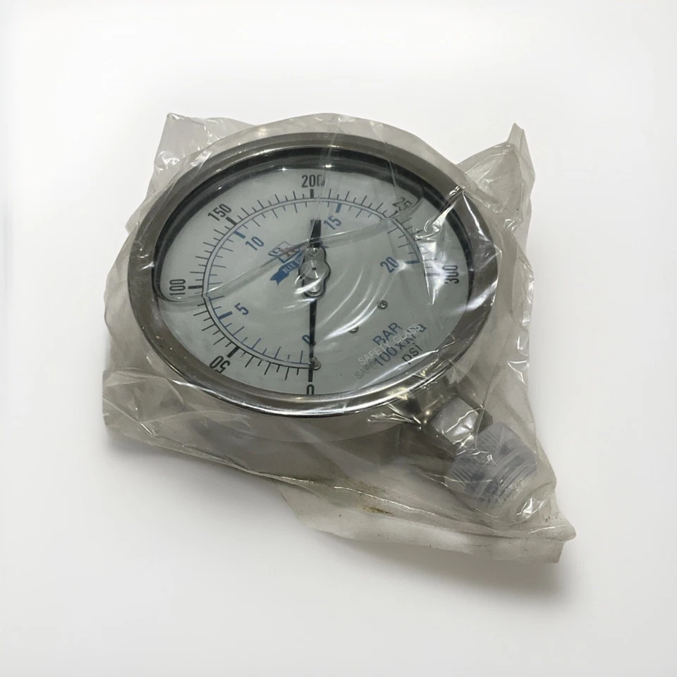 BLUE RIBBON BR301L-402H LIQUID FILLED 4” PRESSURE GAUGE 0-300 PSI 1/2”NPT.    G5 - Image 4 of 4
