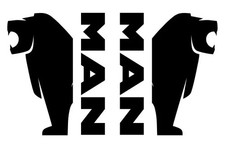 MAN LORRY HGV LOGO + TEXT VINYL DECAL STICKERS x2 - FREE FAST POST