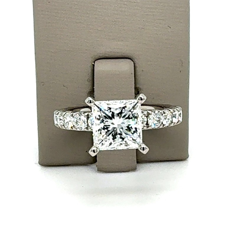 Platinum Engagement Ring 2.02 VVS2 G GIA Princess Cut Lab Grown Diamond Sz 6.25
