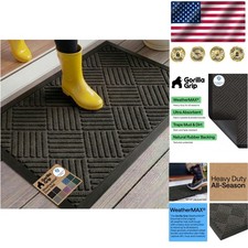 Ultra-Durable Waterproof All-Season Doormat 35x23 - Stain Resistant Gray Diamond