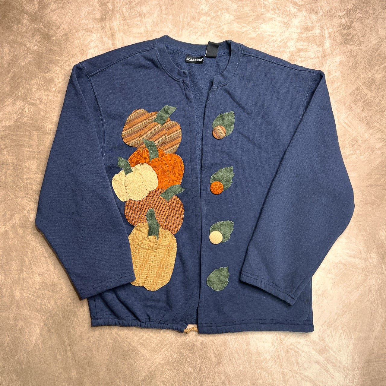 Handmade Patchwork Fall Pumpkin Open Front Cardig… - image 6