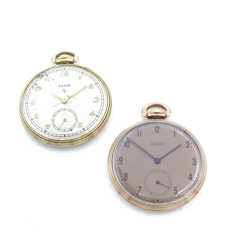 1873 & 1949 Elgin Size 10s 15j Grade 28 548 Pocket Watches Lot of 2 #WB5668-4