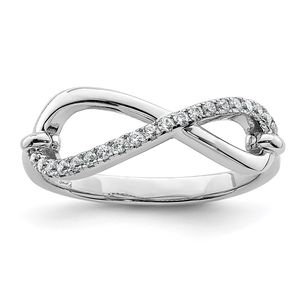 Sterling Silver Rhodium-plated Cubic Zirconia Infinity Symbol Ring Size 8