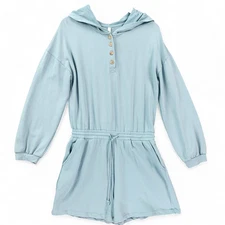 Wishlist Romper Sz M/L Hooded Long Sleeve Button Pockets Leisurewear Sporty
