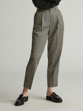 Everlane Gingham Pleated Trousers Size 6 Black Tan High Rise