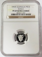 1993 P 665 MINTED PLATINUM $15 AUSTRALIA 1/10oz KOALA NGC PF 69 ULTRA CAMEO 4837.00 per troy oz