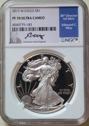 2017 W American Silver Eagle NGC PF70 Ultra Cameo Edmund Moy Signed Auto