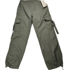 NO BOUNDARIES Womens Olive Green Parachute Cargo Pants Size Medium 8 10- NWT