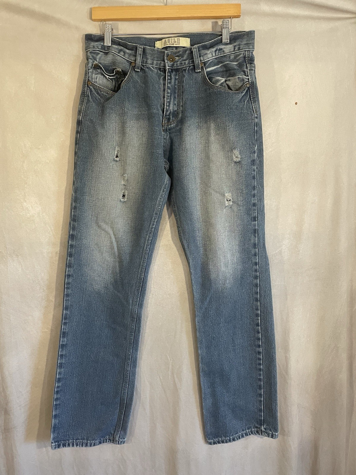 Blue Denim 32x32 Distressed Straight Leg Y2k