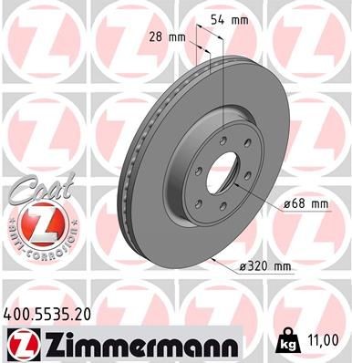 2X Zimmermann Bremsscheibe 400.5535.20 FüR MERCEDES-BENZ-image