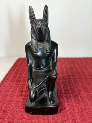 Vintage Anubis Statue Ancient Jackal Dog Black solid stone made in Egypt