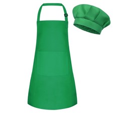 Kids Adjustable Apron and Chef Hat Set with Pockets for Cooking Baking Painting