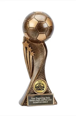 SMARTBADGE World’s Best Soccer Coach Football Award 180mm Classic 3D Trophy Engraved Free