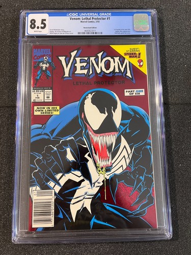Venom Lethal Protector #1, CGC 8.5 White Pages, Newsstand Variant