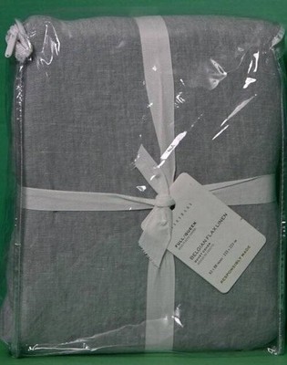 Pottery Barn Belgian Flax Linen Duvet Cover, F/Q 92'' x 88'' Mineral Blue NWT