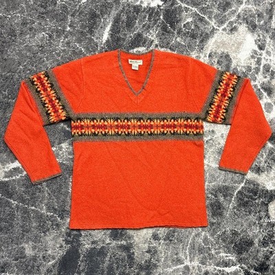 Vintage Eddie Bauer Wool Sweater Womens Small Lambswool Aztec Fair Isle Donegal