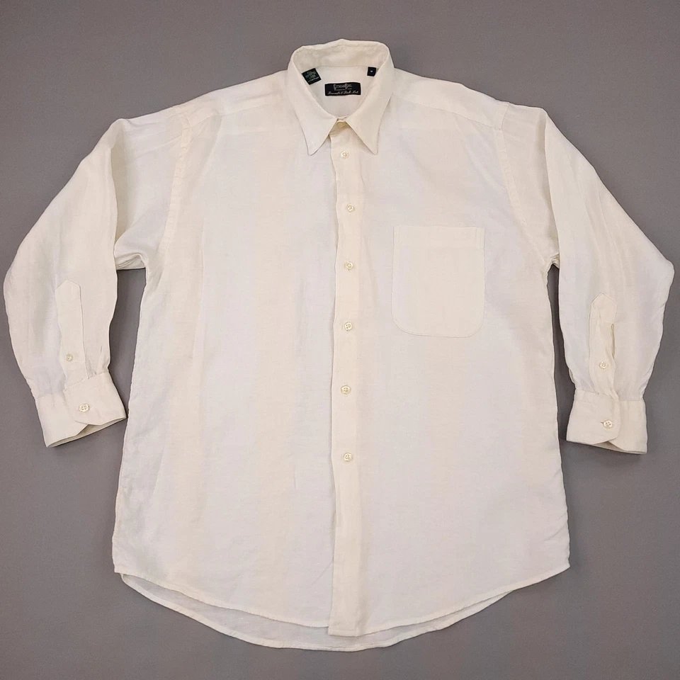 Camisa Gitman Bros Para Hombre Mediana Marfil Lino Manga Larga Botón Beecroft & Bull Foto 2 de 4