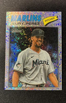 2026 Topps Heritage - Eury Perez #18 Chrome Silver Sparkle Refractor