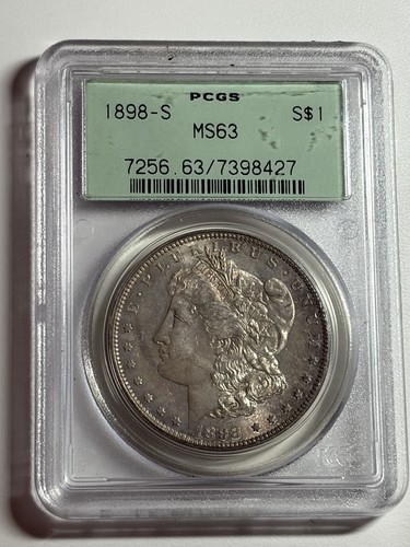 1898-S Morgan Silver Dollar PCGS MS63 OGH Tough Date Nice Grade
