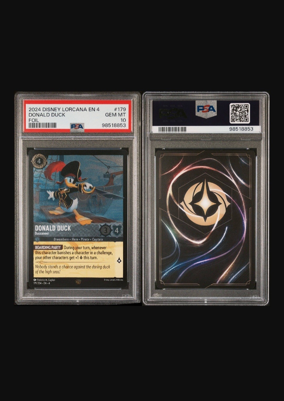 Disney Lorcana Donald Duck - Buccaneer Ursula's Return Cold Foil PSA 10 179/204